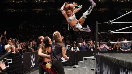 Kairi Sane takes out three Superstars with a jaw-dropping leap from the top rope: NXT Takeover: WarGames II (WWE Network