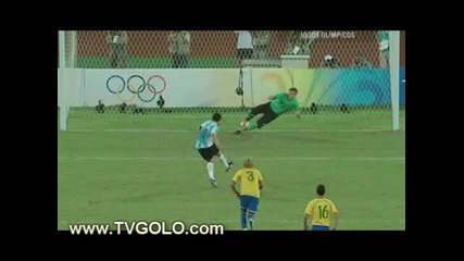 19.08 Аржентина - Бразилия 3:0 Хуан Роман Рикелме гол - Олимпийски игри Пекин 2008