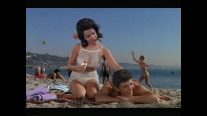 Annette Funicello Surfing Playing On Th Beach