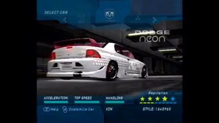 Need For Speed Underground 1, car list