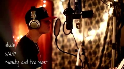 Джъстин при записването на - Beauty and the Beat