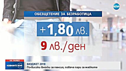БЮДЖЕТ 2018: По-високи вноски за пенсия и повече пари за майчинството