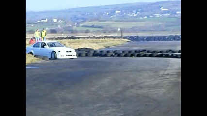bmw e36 with 5 litre v8 mustang engine drifting in pembrey - drift-inc