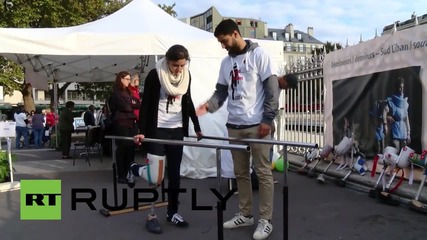 France: See why people are making a shoe pyramid in the centre of Paris