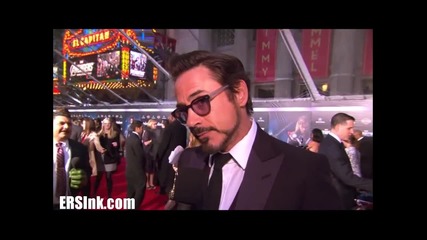 Робърт Дауни младши на премиерата на филма си Отмъстителите