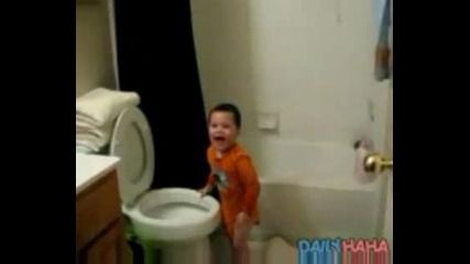 Toilet Swimmer !! Crazy Baby :d