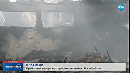 Краварник изгоря при среднощен пожар в Хасковско