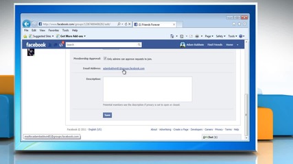 How to set an e-mail address for a group admin on Facebook®?