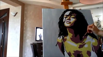Надя рисува Megan Fox поп арт портрет