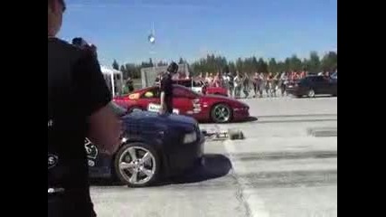 Audi S2 Coupe 5cyl Vs Nissan 300zx V6 1/4mile drag race