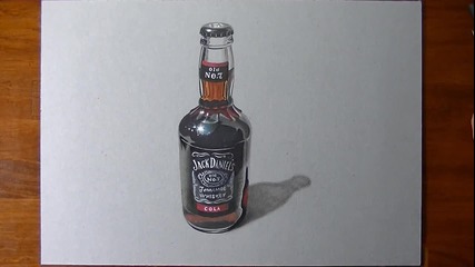 Страхотна реалистична рисунка на jack daniel's whiskey