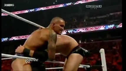 Randy Orton Rko on Wade Barret, Darren Young, Edge and Sheamus 