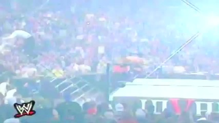 Rob Van Dam drops Jeff Hardy with a Ladder