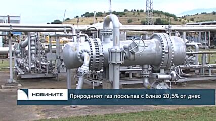 Природният газ поскъпва с близо 20,5% от днес