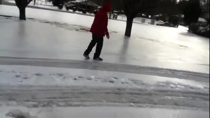 Kid falls on ice
