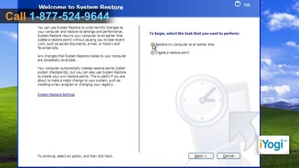 How to store Windows® Xp to a previous restore point? 