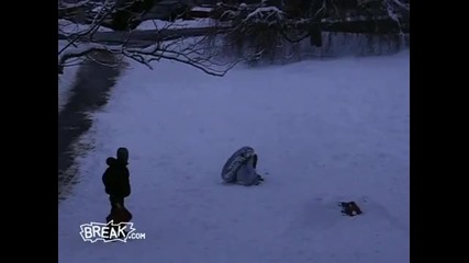 Girl Owned on Sled Jump - Winter Fail 