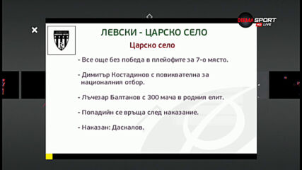 Преди кръга : Левски - Царско село