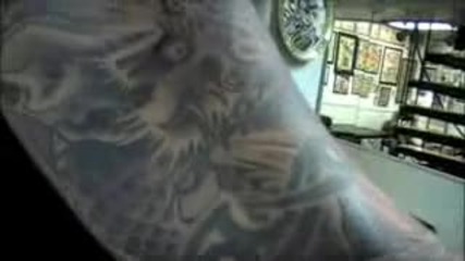 Татуировка на самурай и дракон пълен ръкав 