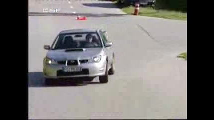 Subaru Impreza on test track.