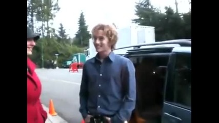 Jackson With Fans On The Set Of New Moon
