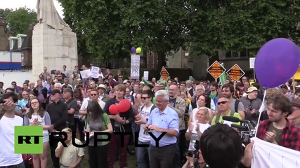 UK: Pro-PR activists protest against 'unfair' voting system outside parliament