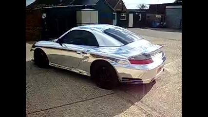 Porsche 911 Turbo chrome vehicle wrap