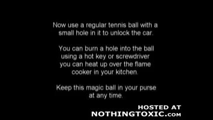 Как да отключим кола с топка от тенис на корд