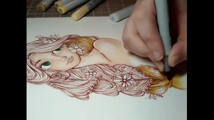 Copic Marker Drawing_ Rapunzel