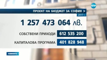 За какво ще се има пари в бюджета на София през 2017г?