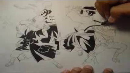 Как да нарисуваме Gaara, Sasuke, Naruto и Deidara