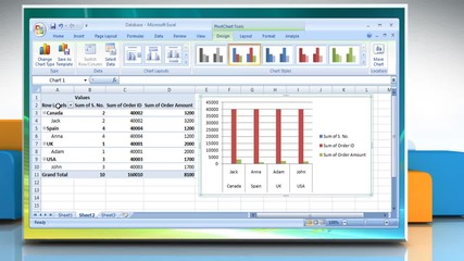 Microsoft® Excel 2007: How to delete a Pivottable or Pivotchart report on Windows® Vista?