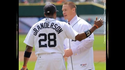 John Cena throws out the first pitch at Comerica Park in Detroit,  August 2009