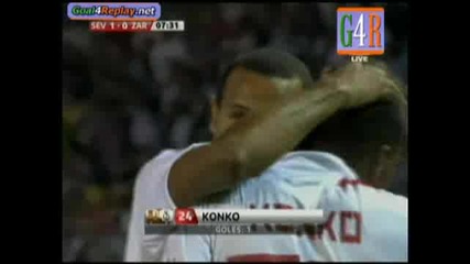 Abdoulay Konko Goal Sevilla - Real Zaragoza 1 - 0 (4 - 1 12/09/2009)