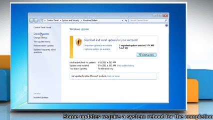 How to check for updates in Windows® 7 based Pc