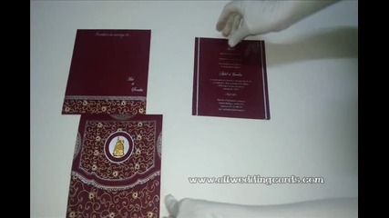 W-4703o, 200 Gsm, Maroon Color, Handmade Paper, Indian Cards, Indian Wedding Invitation Cards