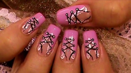 Pretty In Pink Lace Trim Corset Nail Art Design Tutorial