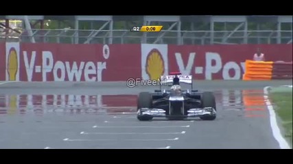 F1 Гран при на Канада 2012 - Maldonado изпуска контрола над болида си и се блъска [hd]