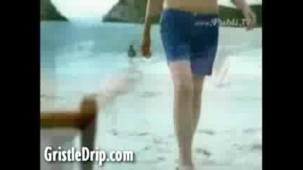 Sexy Brunette Loses Bikini Bottom - Gristl