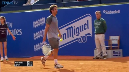 Marc Lopez Hits a Hot Shot - Barcelona 2014