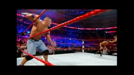 Clothesline - John Cena eliminated Mason Ryan,david Otunga & Michael Mcgullicutty Royal Rumble 2011