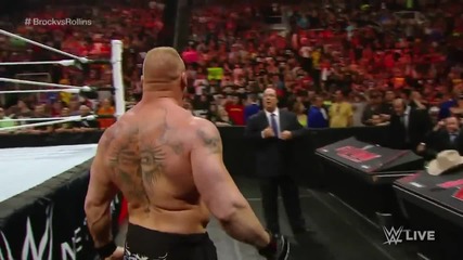 Seth Rollins отказа да се бие с Brock Lesnar за титлата (brock полудя и преби всички) - 30.03.15