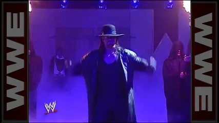 The Undertaker uses his powers to destory the ring while Kurt Angle is in it Royal Rumble 2006