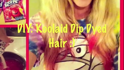 Diy_ Koolaid Dip Dyed Hair Tutorial! Possibly Permanent