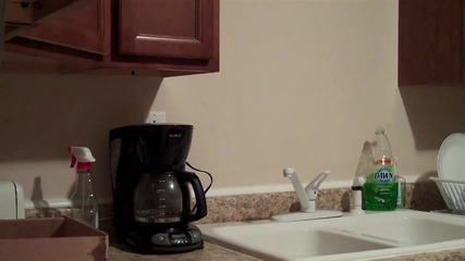 The first of many pranks involving the sink sprayer.