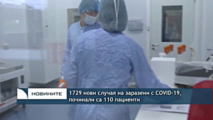 1729 нови случая на заразени с COVID-19, починали са 110 пациенти