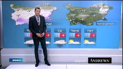 Прогноза за времето (29.12.2014 - обедна)