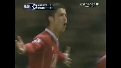 Ronaldo 1-0 - man utd vs wigan