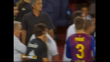 Jose Mourinho gouging the eye of Barcelona coach Tito Vilanova