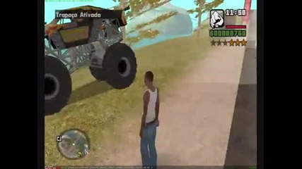 Cj likes to destroy San Andreas with a giant monster truck